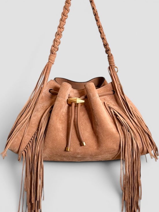 Jimmy Choo Handbags - Jimmy Choo Cinch Medium Suede Shoulder Bag With Fringes